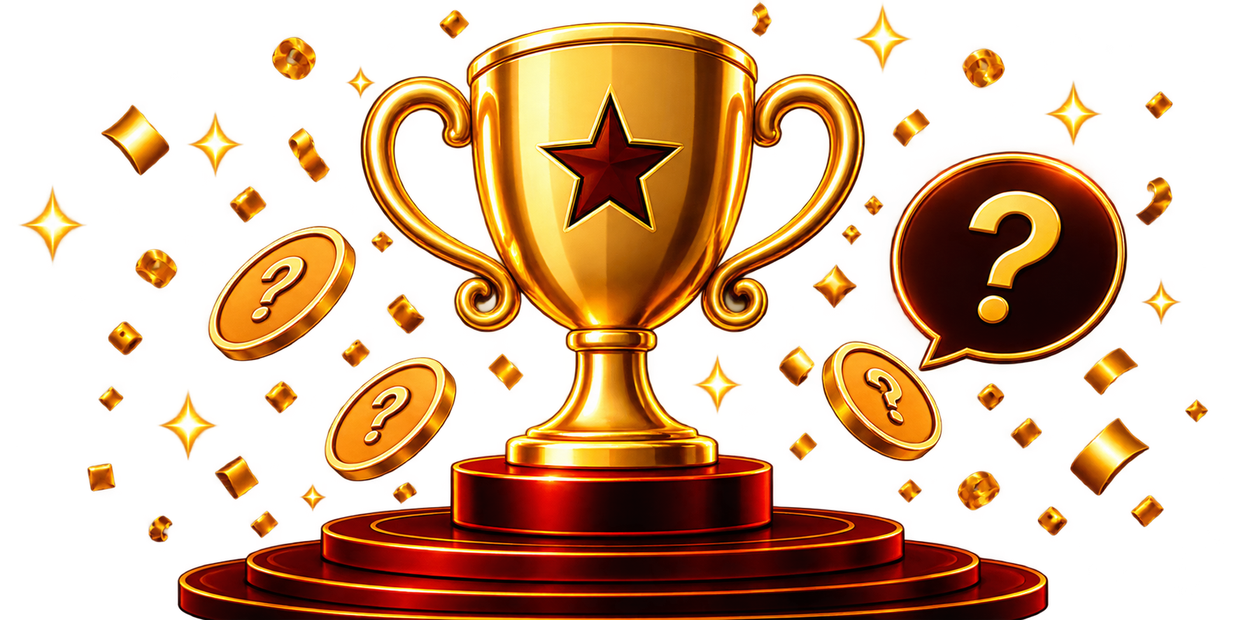 Winner Winner trophy with a gold question mark